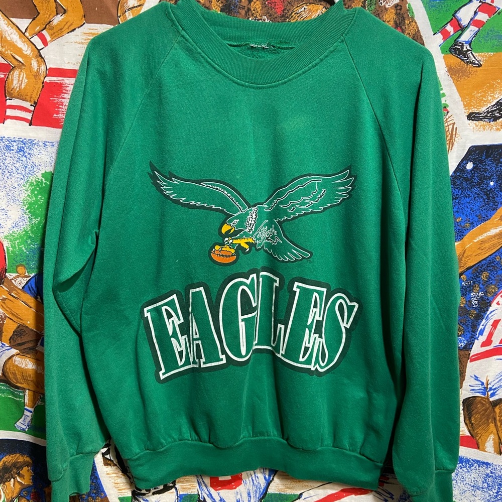 Vintage Philadelphia Eagles 80's Kelly Green Crewneck Sweatshirt
